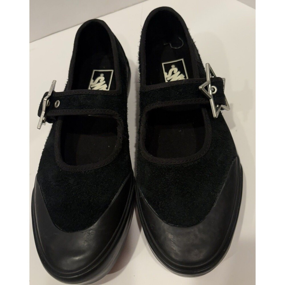 Vans Style 93 Mary Jane Black Crushed Velvet Shoes Womens Size 7.5 Retro T-Strap